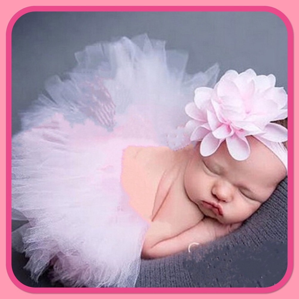 🌸New🌸Pink Tutu & Pink Lace Flower Headband🌸